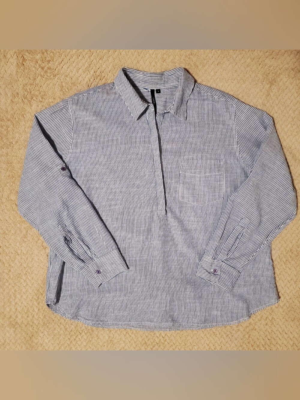 Women's Button-Down Stripe Shirt - Black/White
